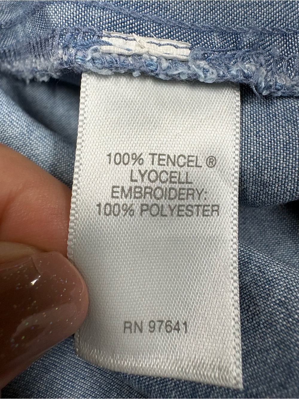 J Jill Denim Top Size XL White Embroidered Blue Tencel Relaxed Fit Country - Picture 11 of 11